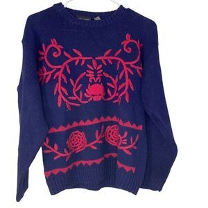 Vintage Gotham Crochet Knit Cardigan Embroidered